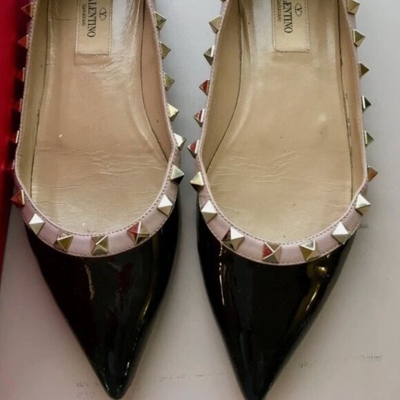 Authentic Valentino Garavani Rockstud Pointy Ballet Flats - US 6 (EU 36) - Black - Picture 7 of 10